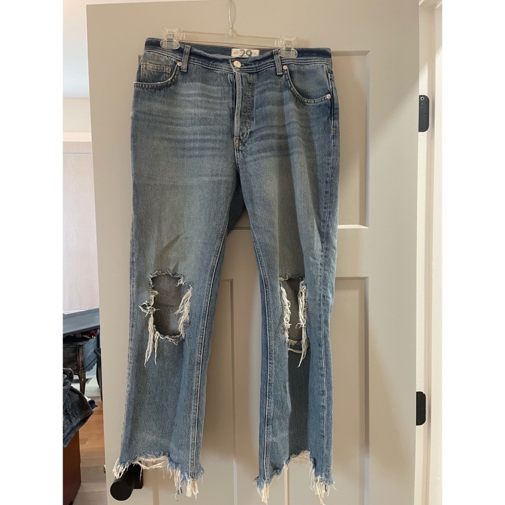 Free People Maggie Straight Leg Distressed Jeans Size 29